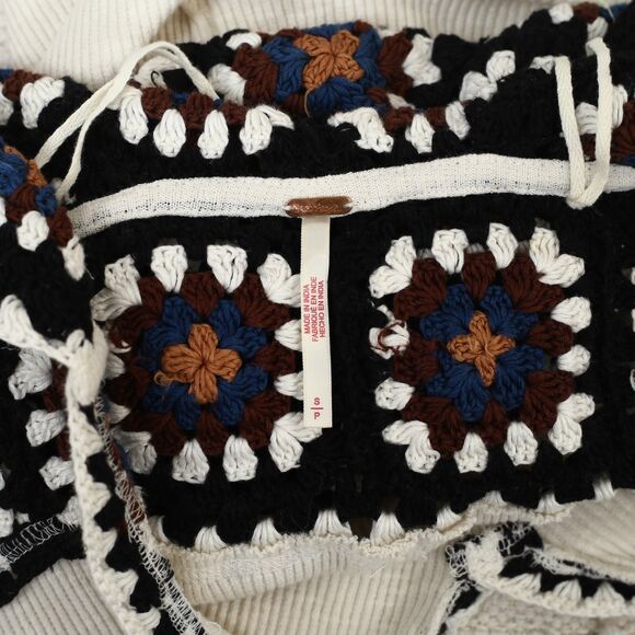 Free People Roswell Cuff Blouse Top Hoodie Crochet Ribbed Long Sleeve S 282404 - Picture 11 of 11